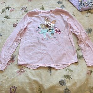 Cat & Jack light pick long sleeve shirt with a shiny unicorn design